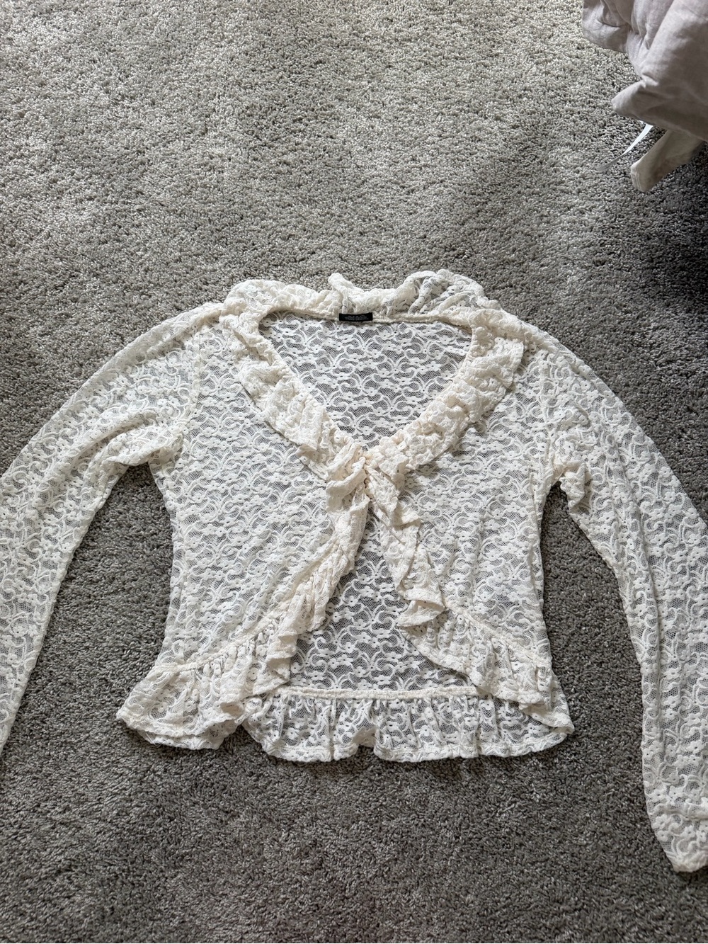wild fable Cream Lace Ruffle Front Blouse